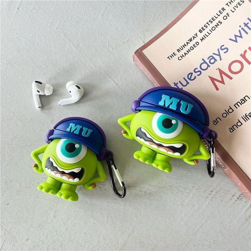 Mike Big Eyes Cartoon AirPods Case Cover with Keychain Loop - HelloAnimeCases