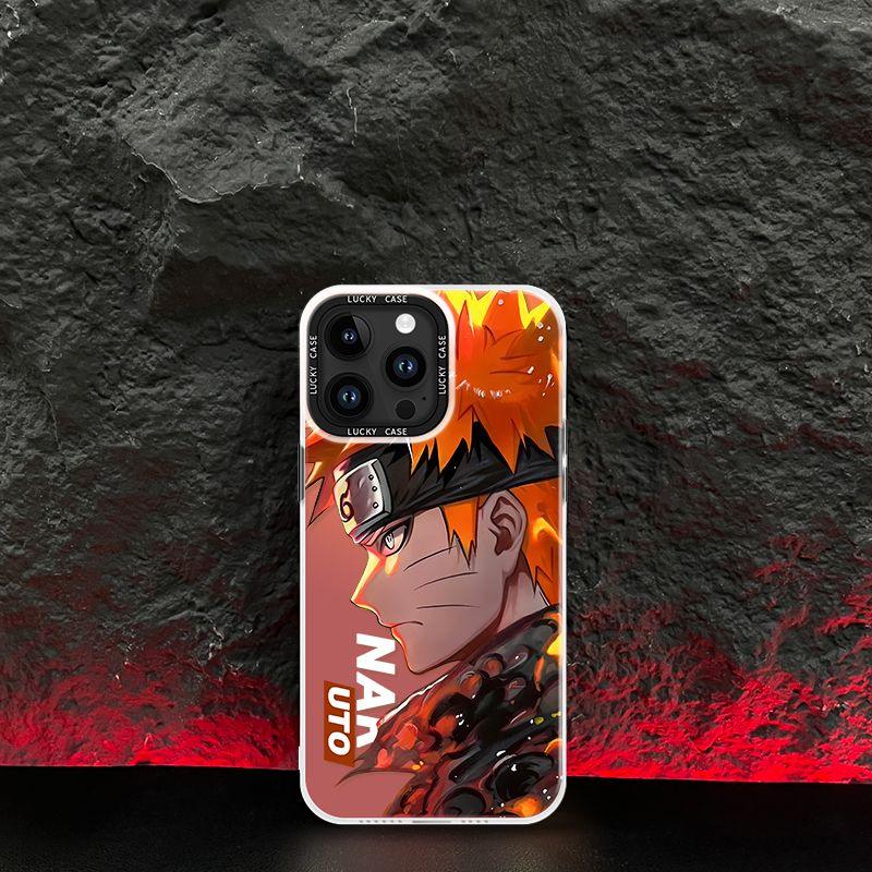 New Naruto Sasuke Phone Case Shadow Ninja Gradual Change Laser Anti-drop Anime Cover - HelloAnimeCases