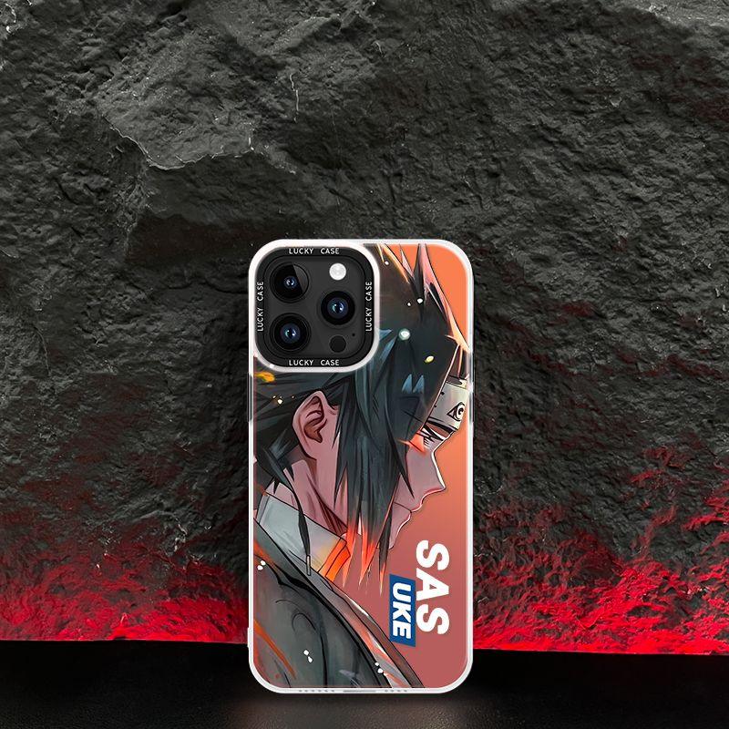 New Naruto Sasuke Phone Case Shadow Ninja Gradual Change Laser Anti-drop Anime Cover - HelloAnimeCases
