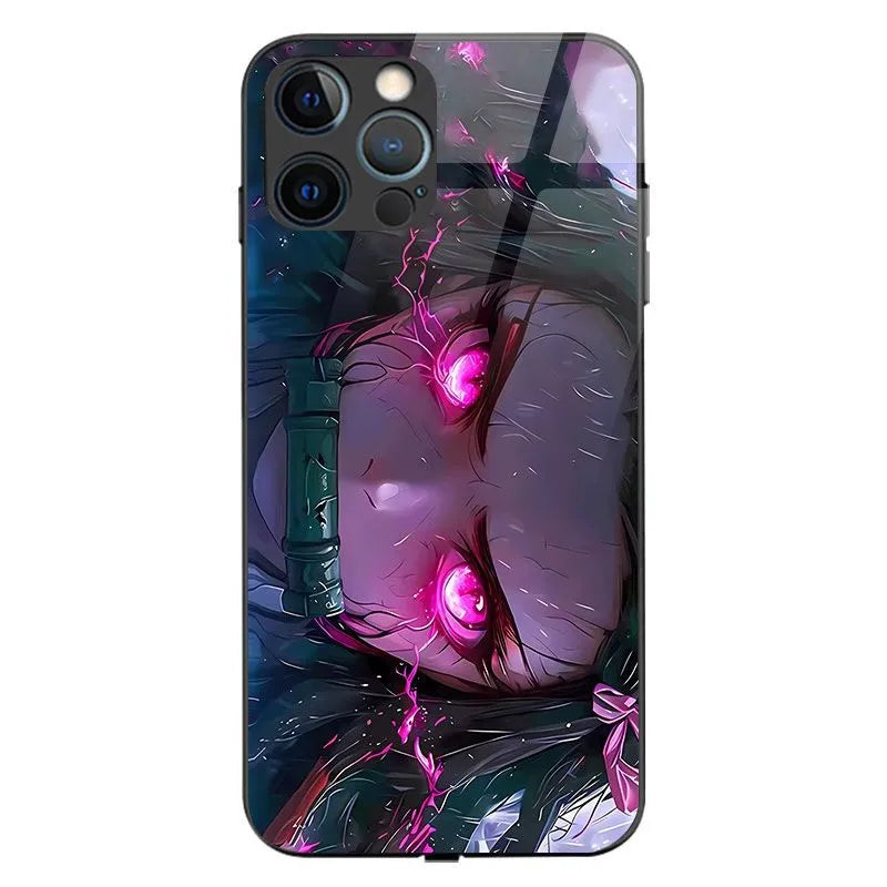 Demon Slayer Nezuko Kamado RGB Light Glowing Phone Case | iPhone 17 Series
