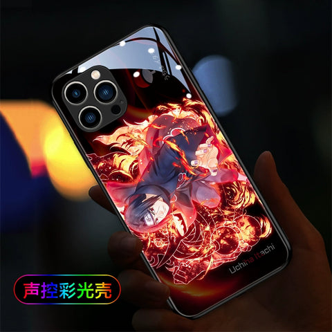 Funda de teléfono con cubierta de vidrio brillante de Naruto Hokage Flash