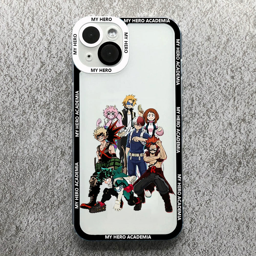 Super Burning My Hero Academy Soft Transparent Anime Phone Case for Iphone 16 Series