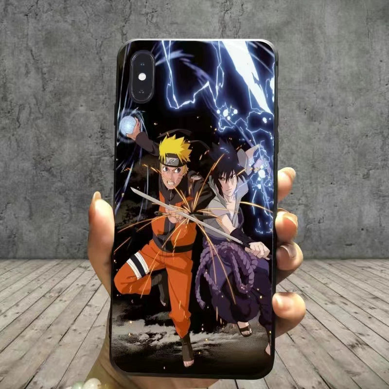 Funda de teléfono con cubierta de vidrio brillante de Naruto Hokage Flash