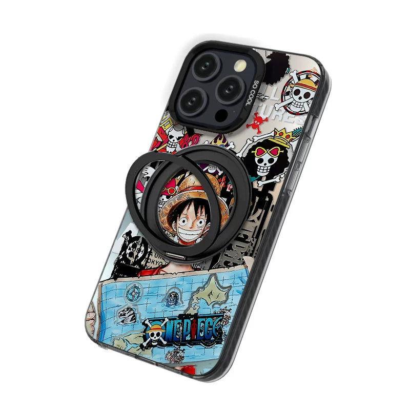 One Piece Luffy Phone Case Metal with Phone Stand - HelloAnimeCases