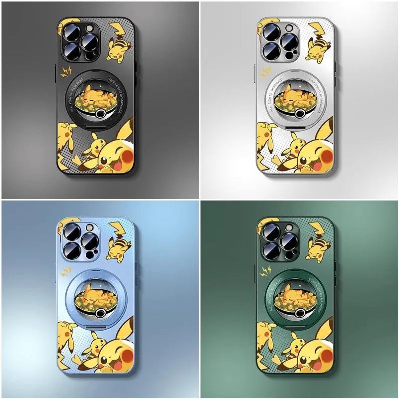 Pokemon Pikachu Magsafe Phone Case Cover with Metal Magnetic Phone Stand