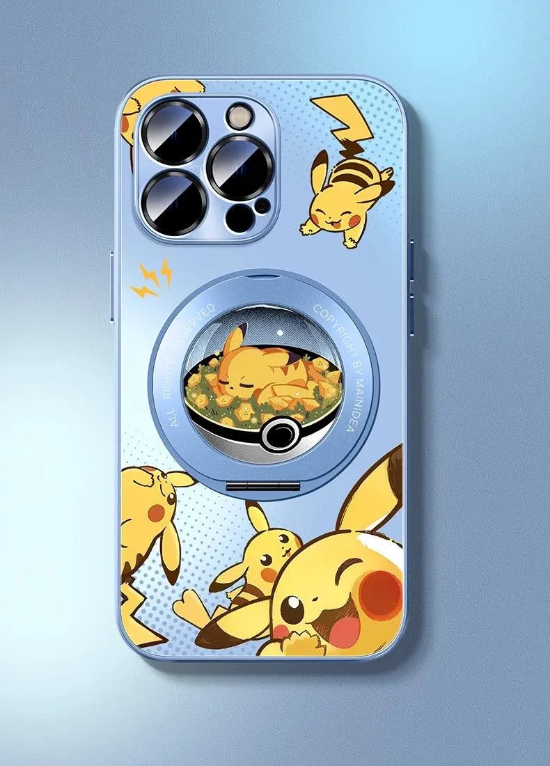 Pokemon Pikachu Magsafe Phone Case Cover with Metal Magnetic Phone Stand