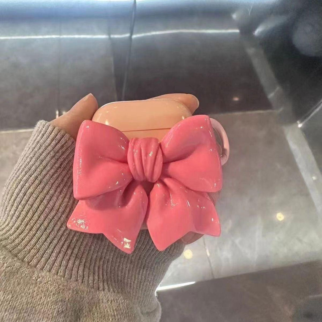 Pink Bow Cute AirPods Pro Case with Keychain Loop - HelloAnimeCases