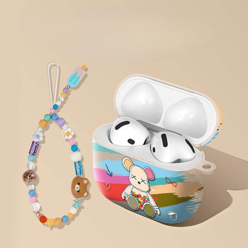 Estuche para Airpods con diseño de oso arcoíris, suave y esmerilado, protector para auriculares