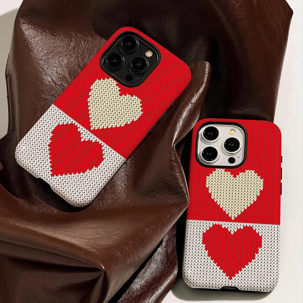 Red & White Heart Aesthetic Phone Cover for iPhone