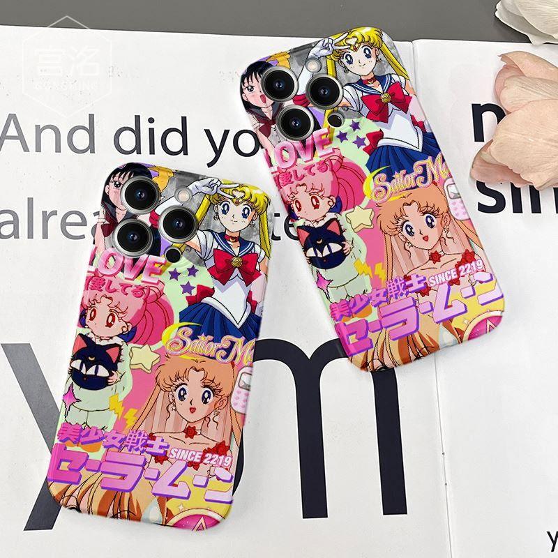 Funda para teléfono con película todo incluido Sailor Moon anticaídas para iPhone
