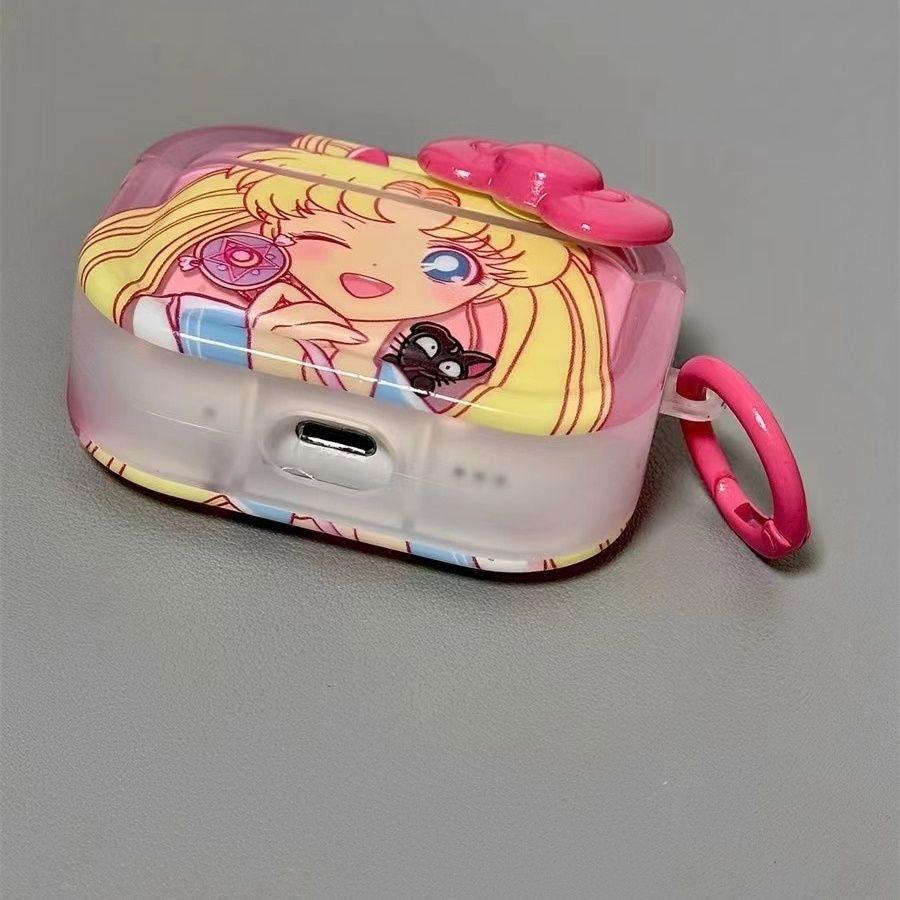 Sailor Moon Cute AirPods Case Bow with Keychain Loop - HelloAnimeCases