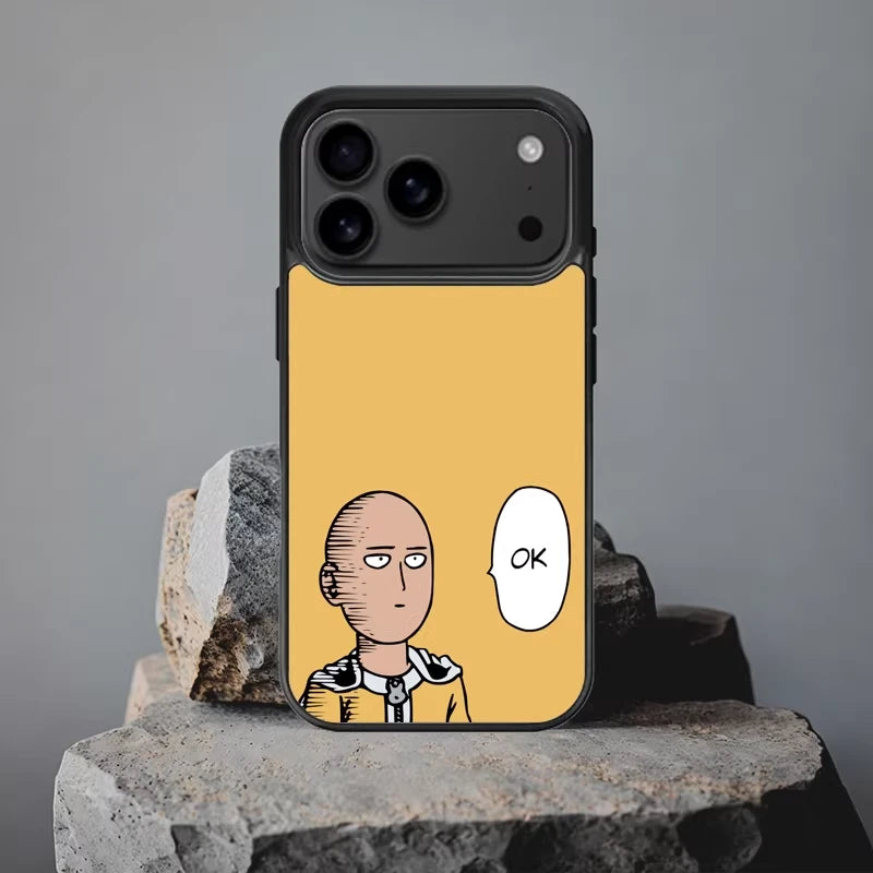 One Punch Man Saitama Glass Phone Case