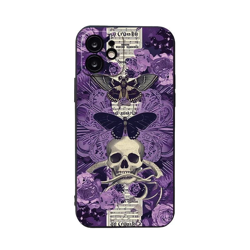 Purple Gothic Aesthetic Skull & Butterfly Phone Case