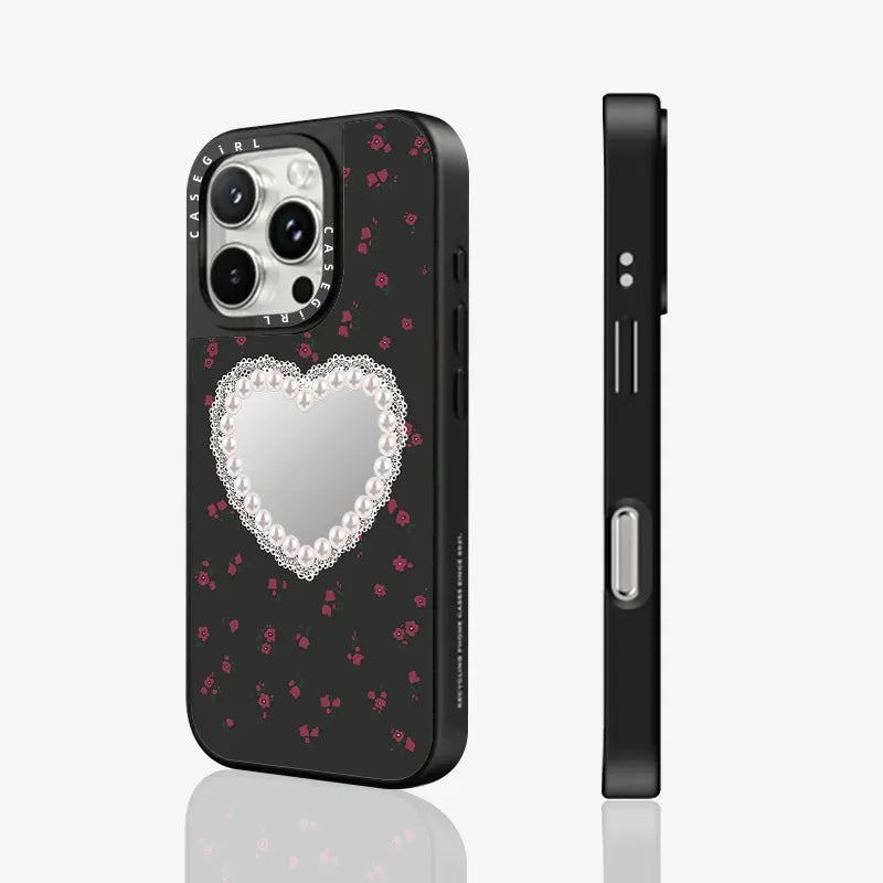 Small Floral Pearl Heart Magsafe Magnetic Phone Case Cover