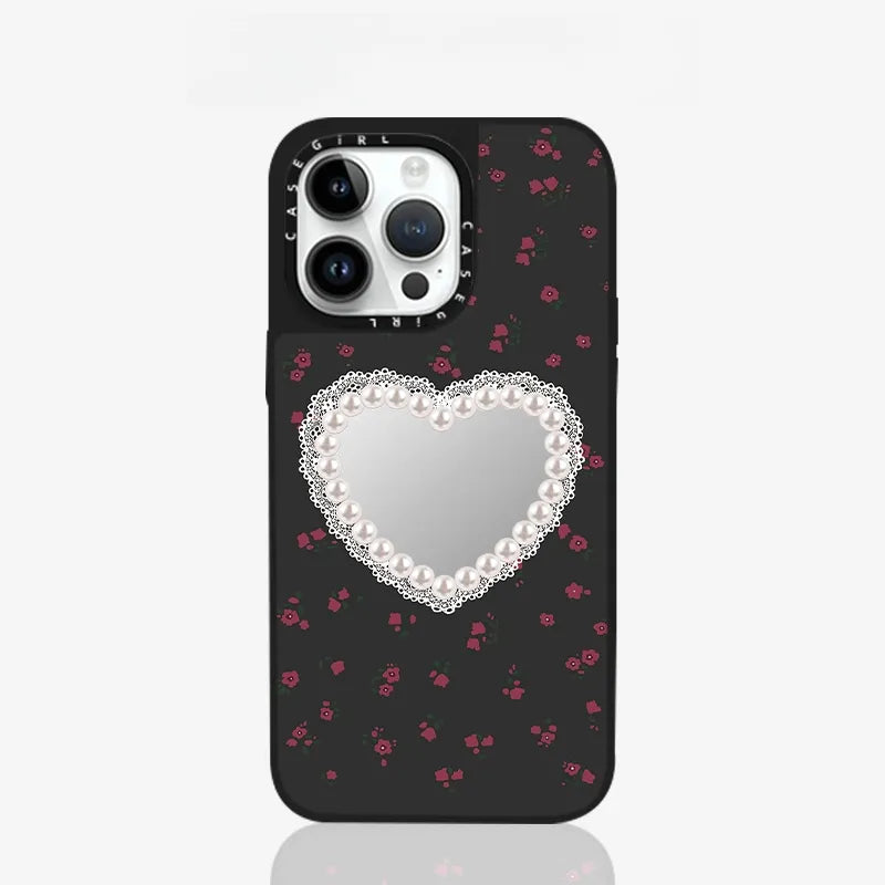 Small Floral Pearl Heart Magsafe Magnetic Phone Case Cover