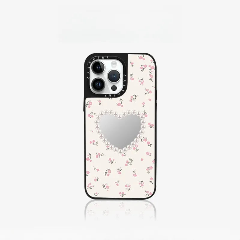 Small Floral Pearl Heart Magsafe Magnetic Phone Case Cover