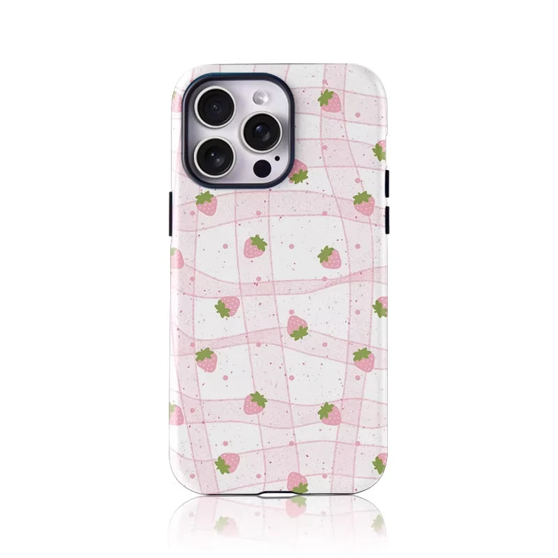 Sweet Pink Strawberry Phone Case in Girly Style