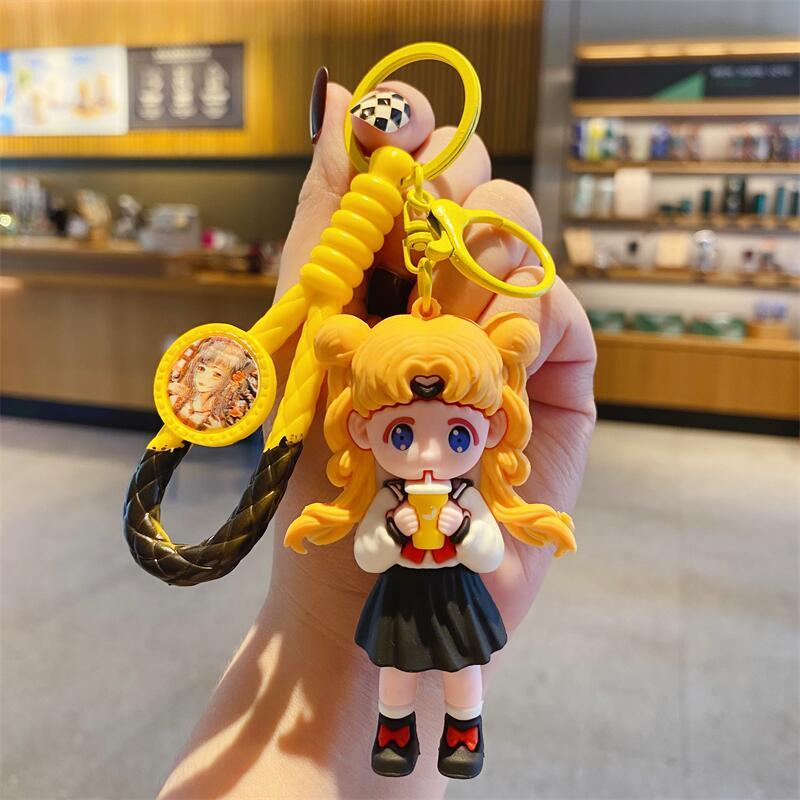 Cute Sailor Moon Phone Case Keychain Female Delicate Key Chain Pendant Car Key School Bag Pendant Gift