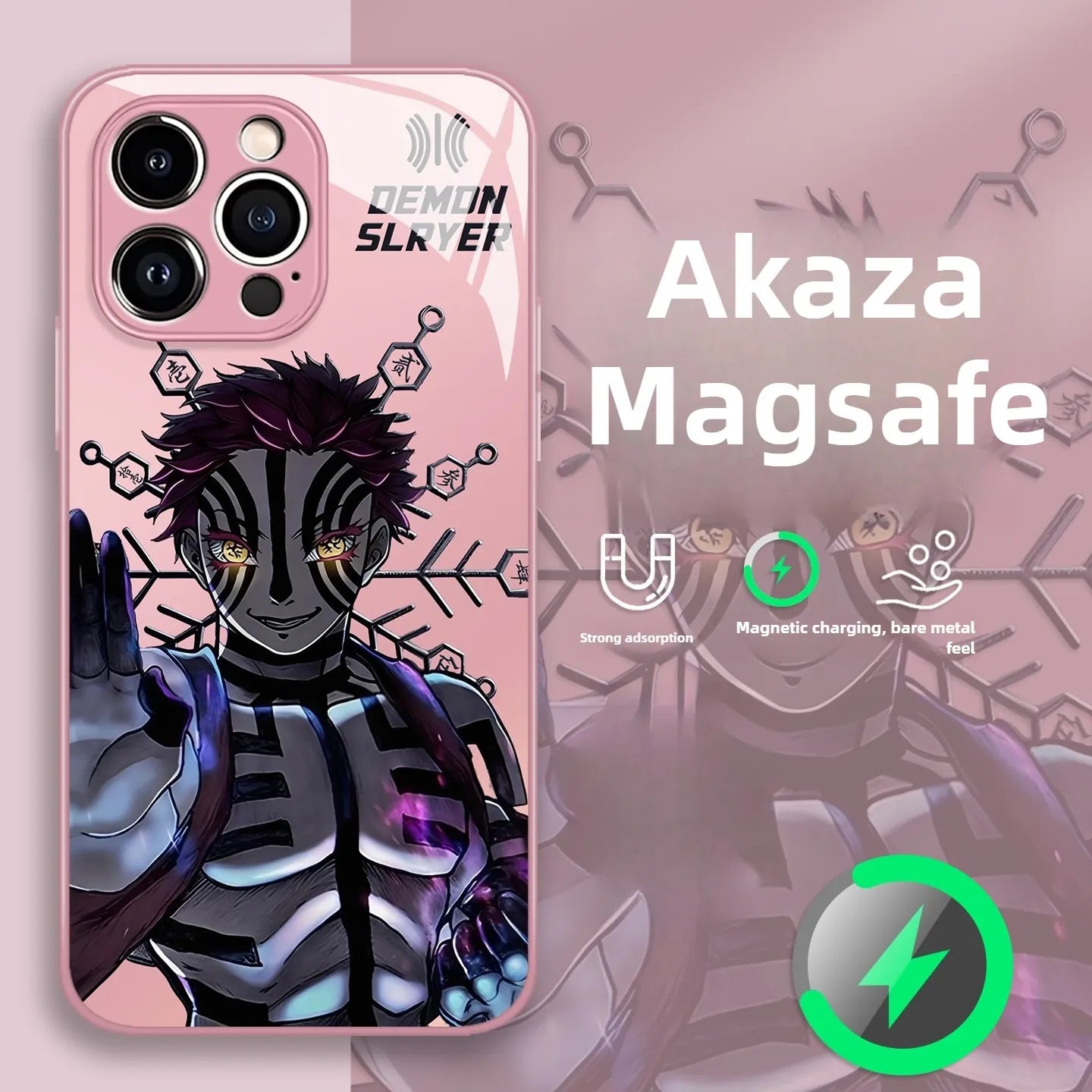 Demon Slayer Akaza Magsafe Magnetic Glass Phone Case