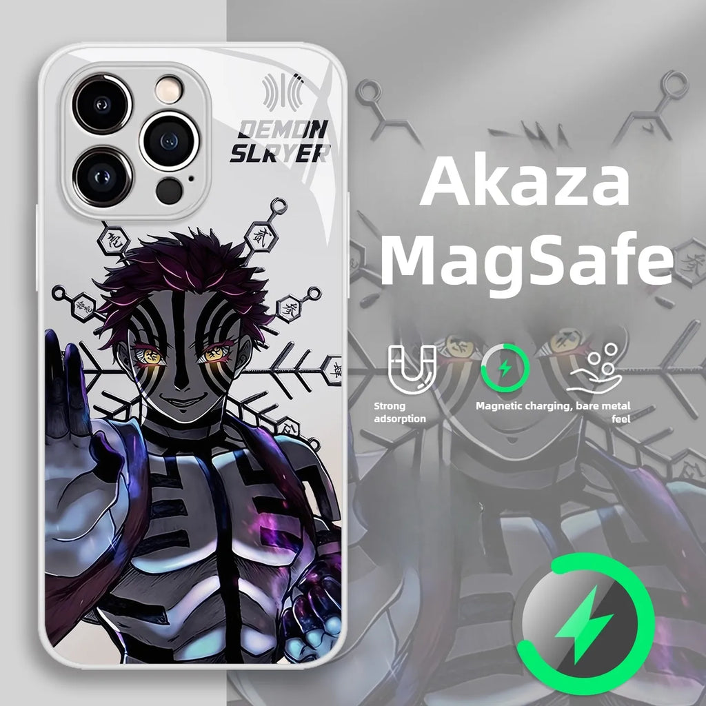 Demon Slayer Akaza Magsafe Magnetic Glass Phone Case