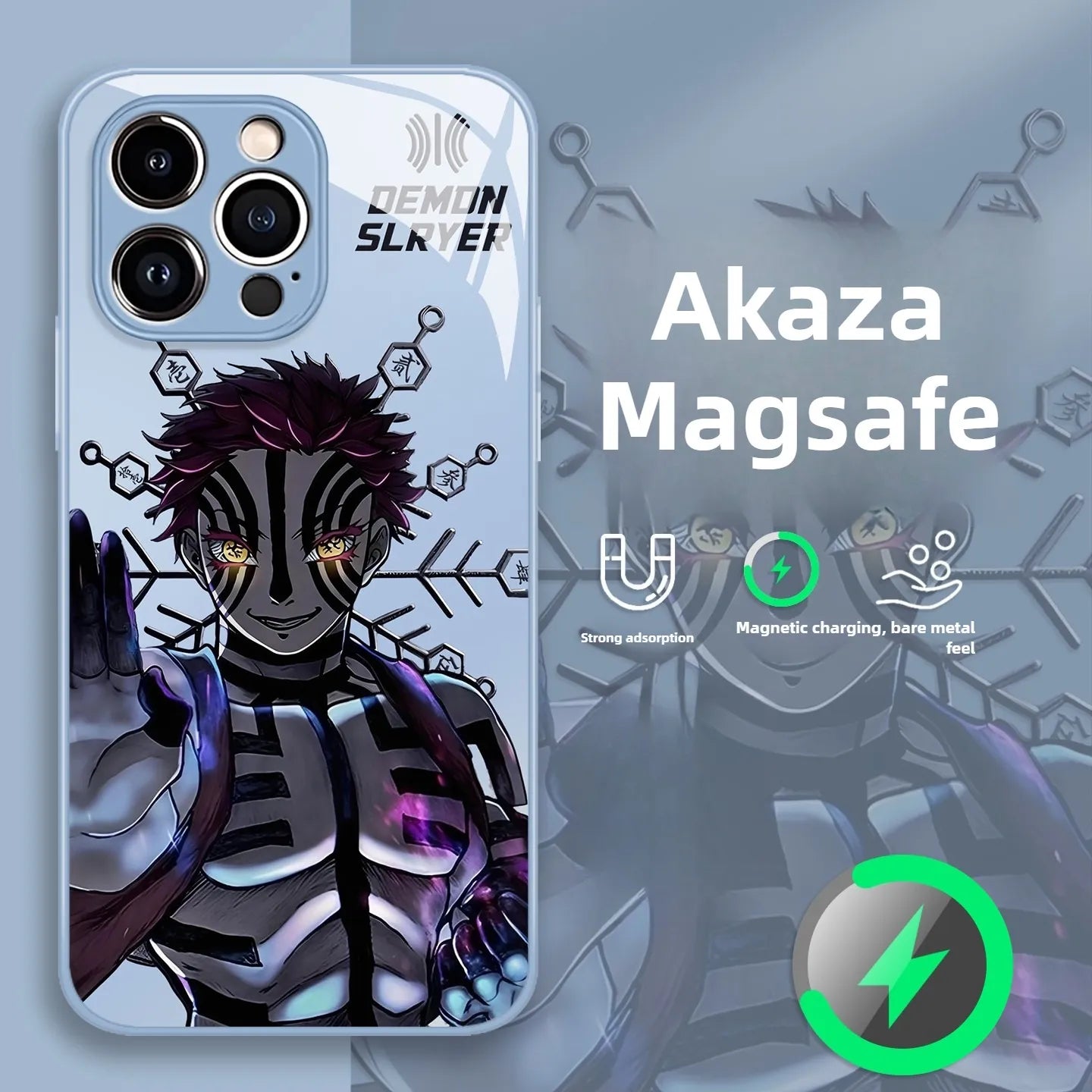 Demon Slayer Akaza Magsafe Magnetic Glass Phone Case