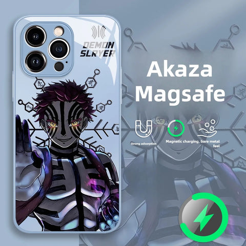 Demon Slayer Akaza Magsafe Magnetic Glass Phone Case
