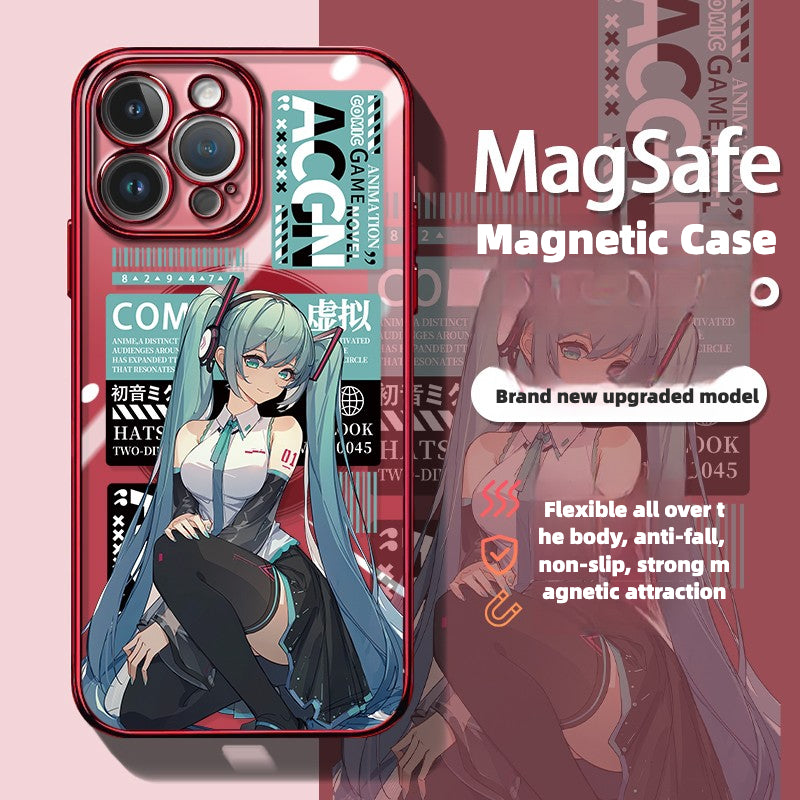 New Hatsune Miku Magsafe Magnetic Mobile Phone Case for Apple with Electroplated Frame