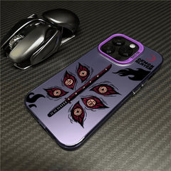 Demon Slayer Kokushibou Metal Button Anime Phone Case for Apple IPhone Series