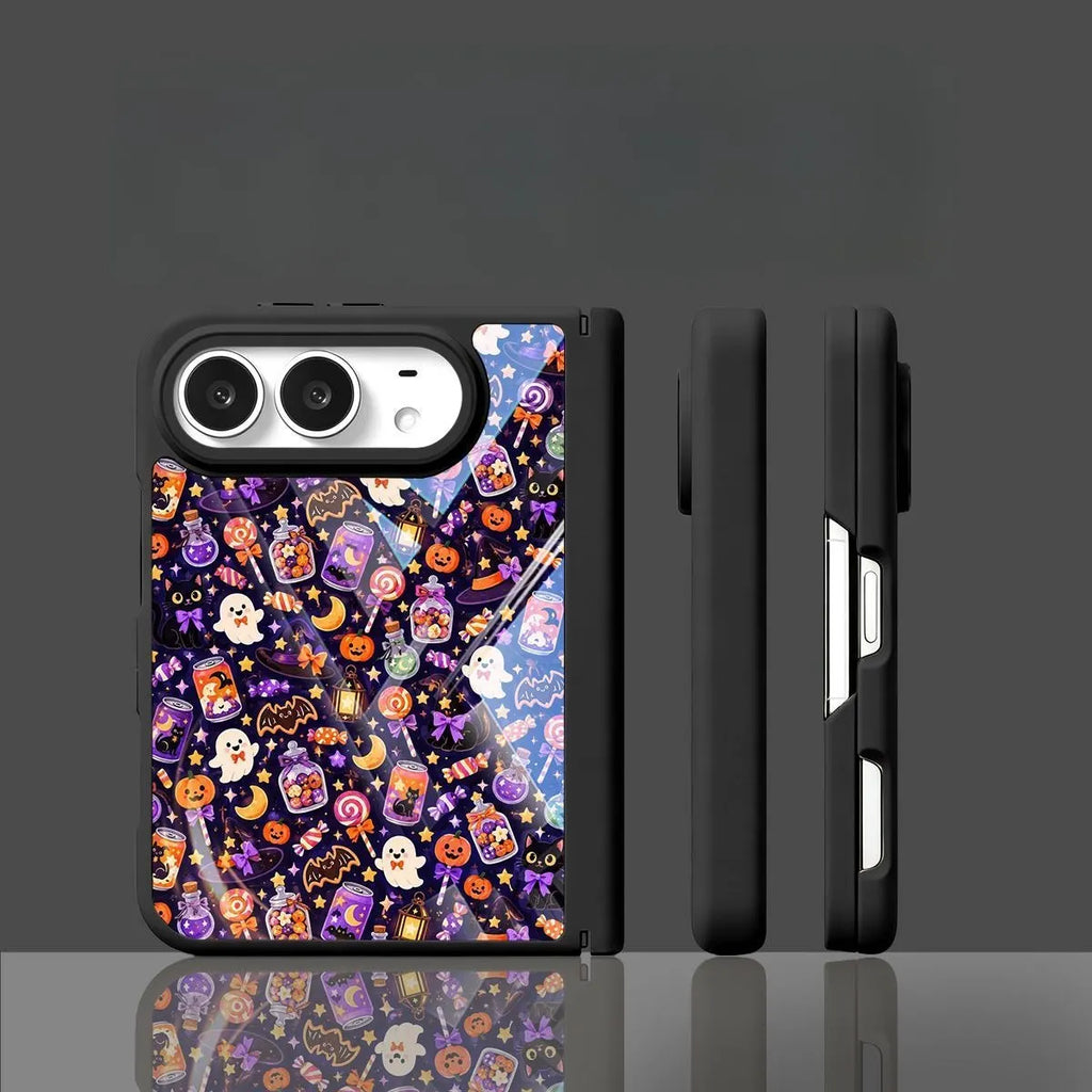 Halloween Pumpkin Ghost iPhone Duo Glass Phone Case Cover