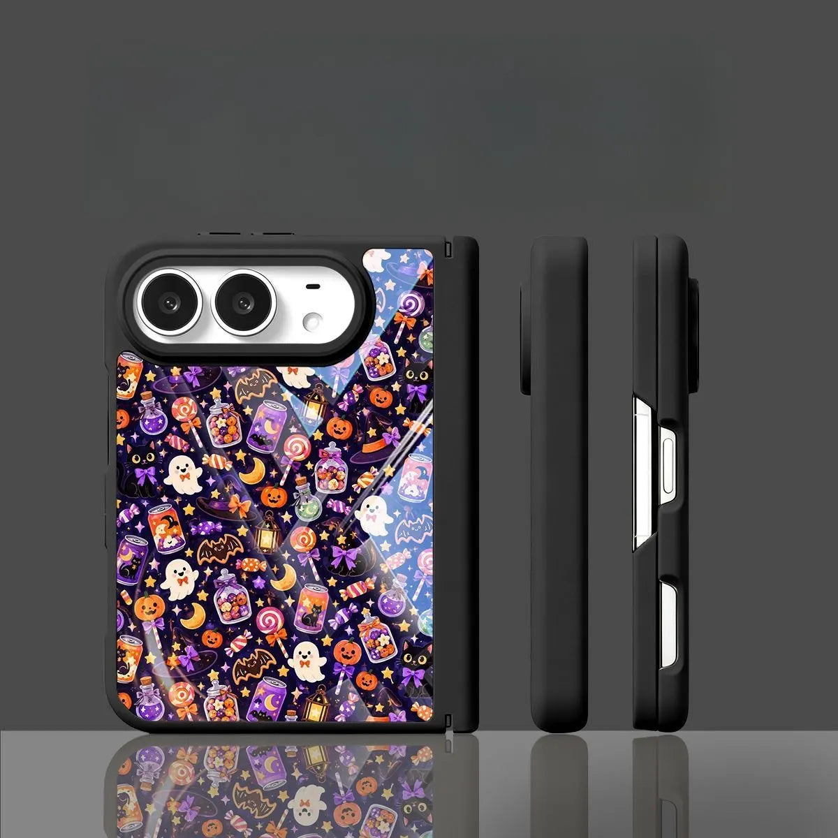 Halloween Pumpkin Ghost iPhone Duo Glass Phone Case Cover