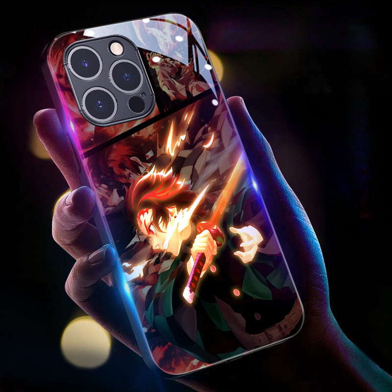 Demon Slayer RGB Light Phone Case Luminous for Apple iPhone