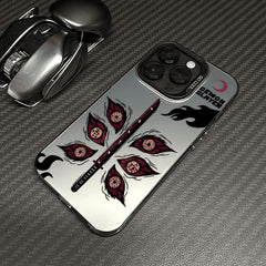 Demon Slayer Kokushibou Metal Button Anime Phone Case for Apple IPhone Series