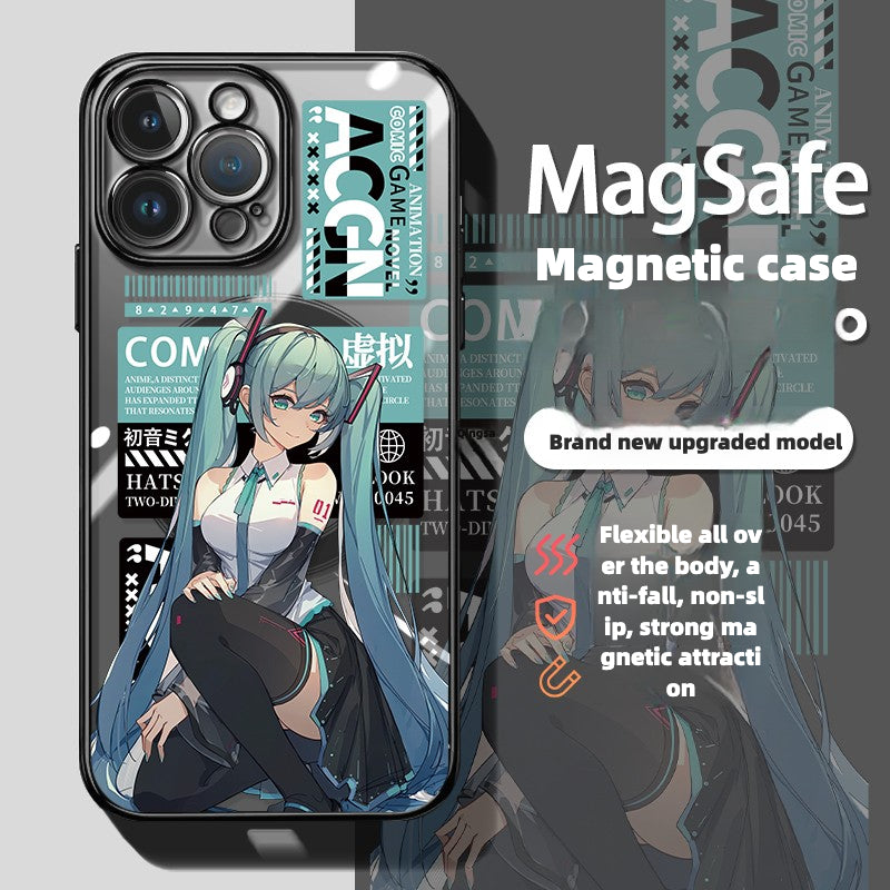 New Hatsune Miku Magsafe Magnetic Mobile Phone Case for Apple with Electroplated Frame