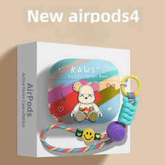 Rainbow Bear Frosted Soft Airpods Protective Case Earphone Case with Crystal Straps