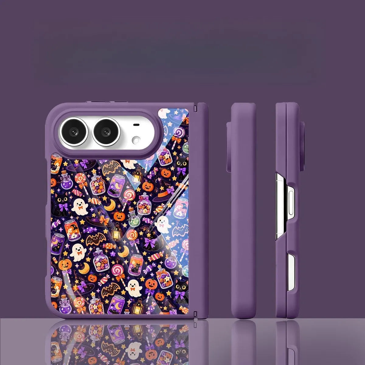 Halloween Pumpkin Ghost iPhone Duo Glass Phone Case Cover