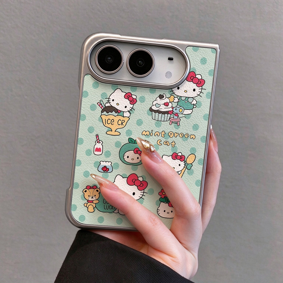Hello Kitty Mint Green Polka Dot Phone Case for Apple iPhone Duo