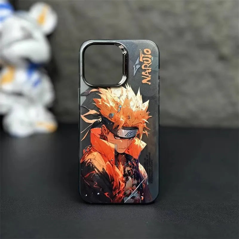 Funda para teléfono láser de Apple con diseño de Naruto Sasuke