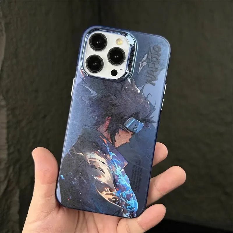 Funda para teléfono láser de Apple con diseño de Naruto Sasuke