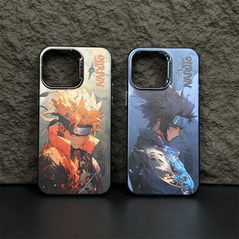 Funda para teléfono láser de Apple con diseño de Naruto Sasuke
