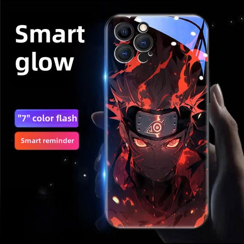 Funda de teléfono con cubierta de vidrio brillante de Naruto Hokage Flash