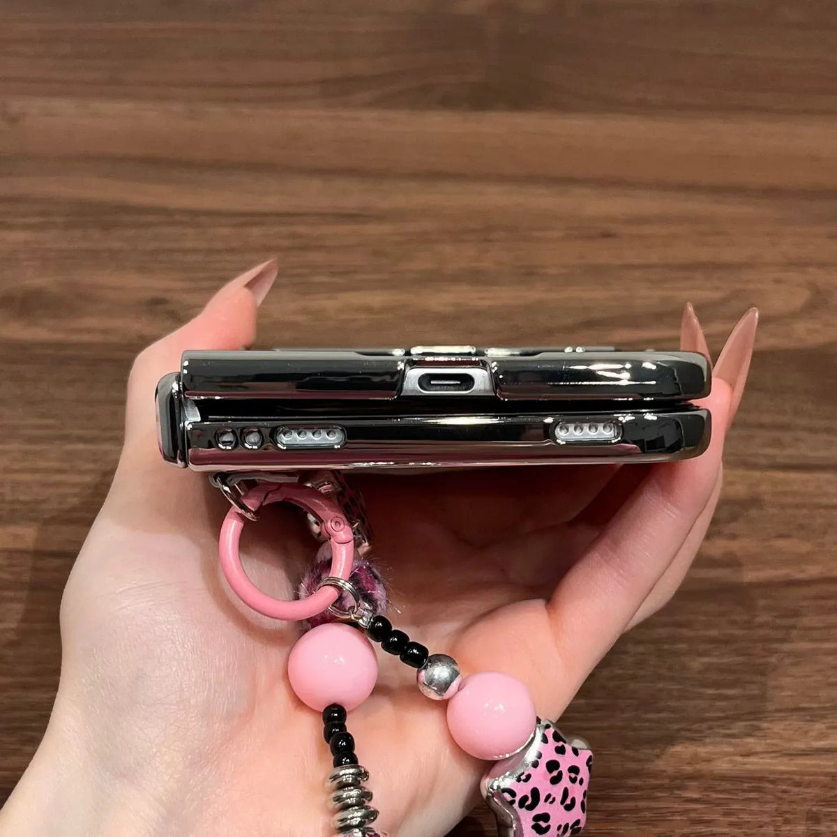 Pink Leopard Hello Kitty Apple iPhone Duo Phone Case with Pink Phone Strap