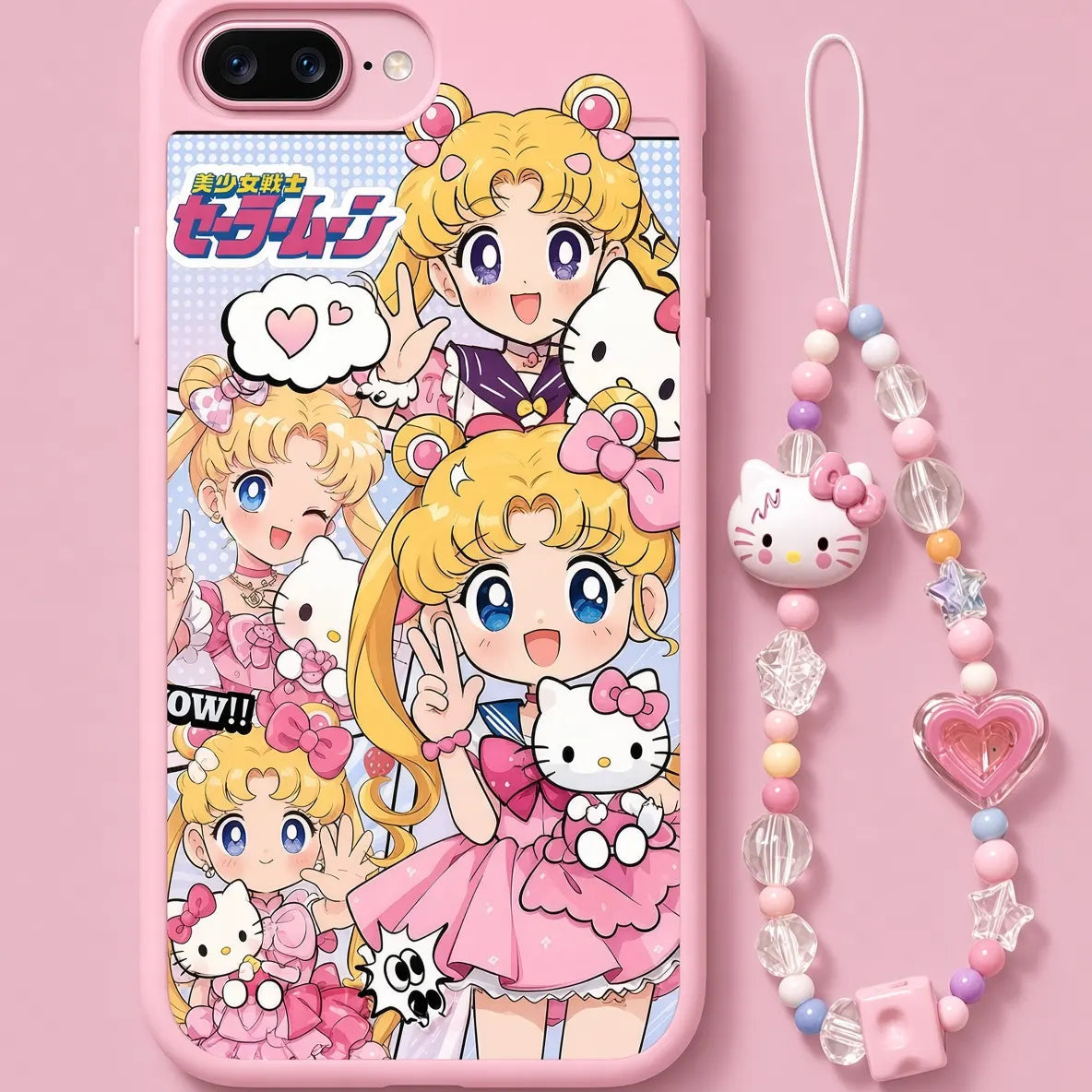 Anime Sailor Moon iPhone Duo Magsafe Phone Case with Pink Phone Strap
