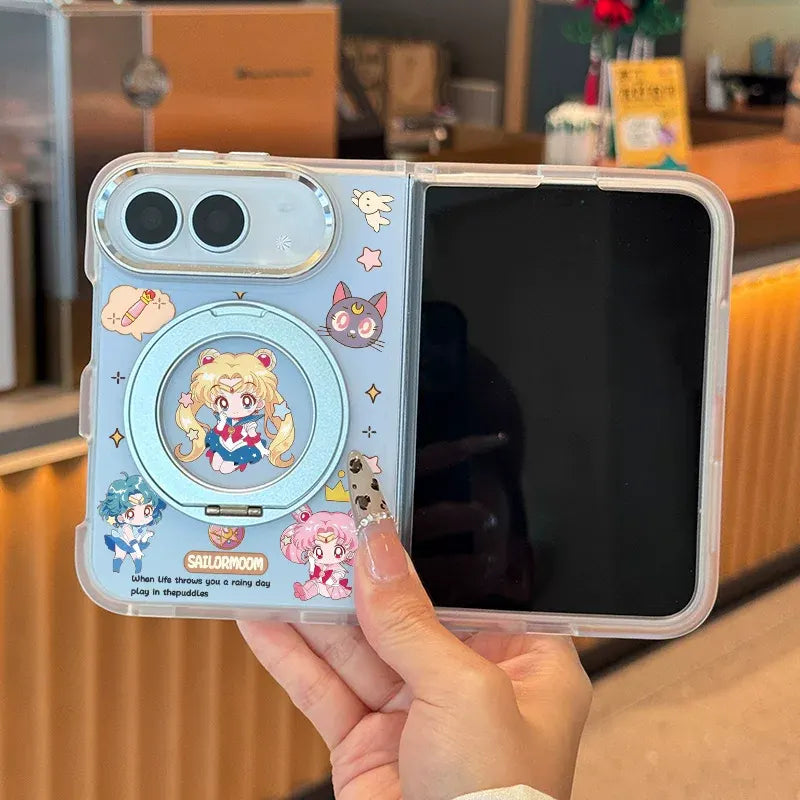 Sailor Moon Cute Anime iPhone Duo Phone Case Protective Case with Magnetic Invisible Ring Kickstand