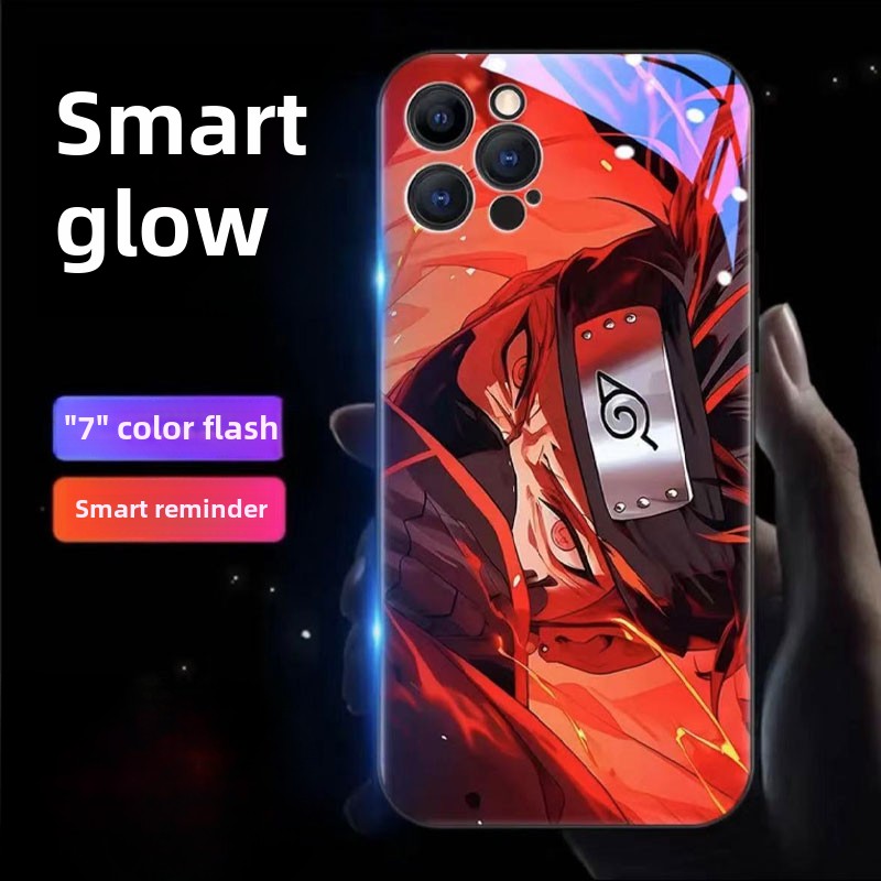 Funda de teléfono con cubierta de vidrio brillante de Naruto Hokage Flash