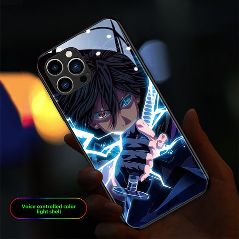 Funda de teléfono con cubierta de vidrio brillante de Naruto Hokage Flash