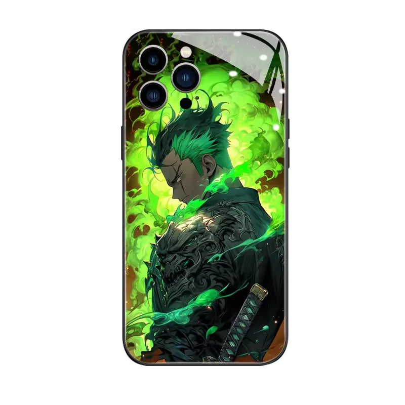Funda para teléfono luminosa con luz brillante de ONE PIECE Luffy Zoro para llamadas telefónicas